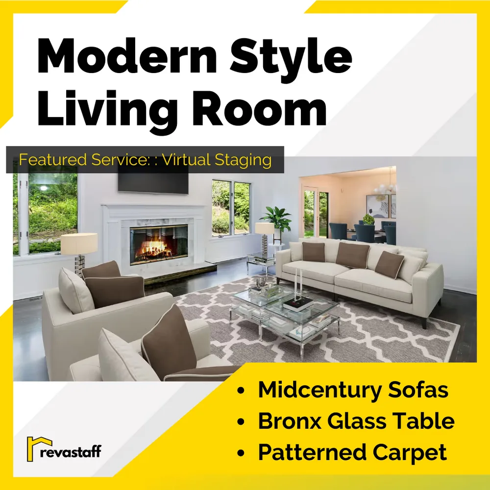Revastaff virtual staging — modern style living room